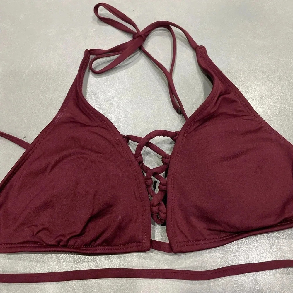 Mossimo Burgandy Swim Top Size Small